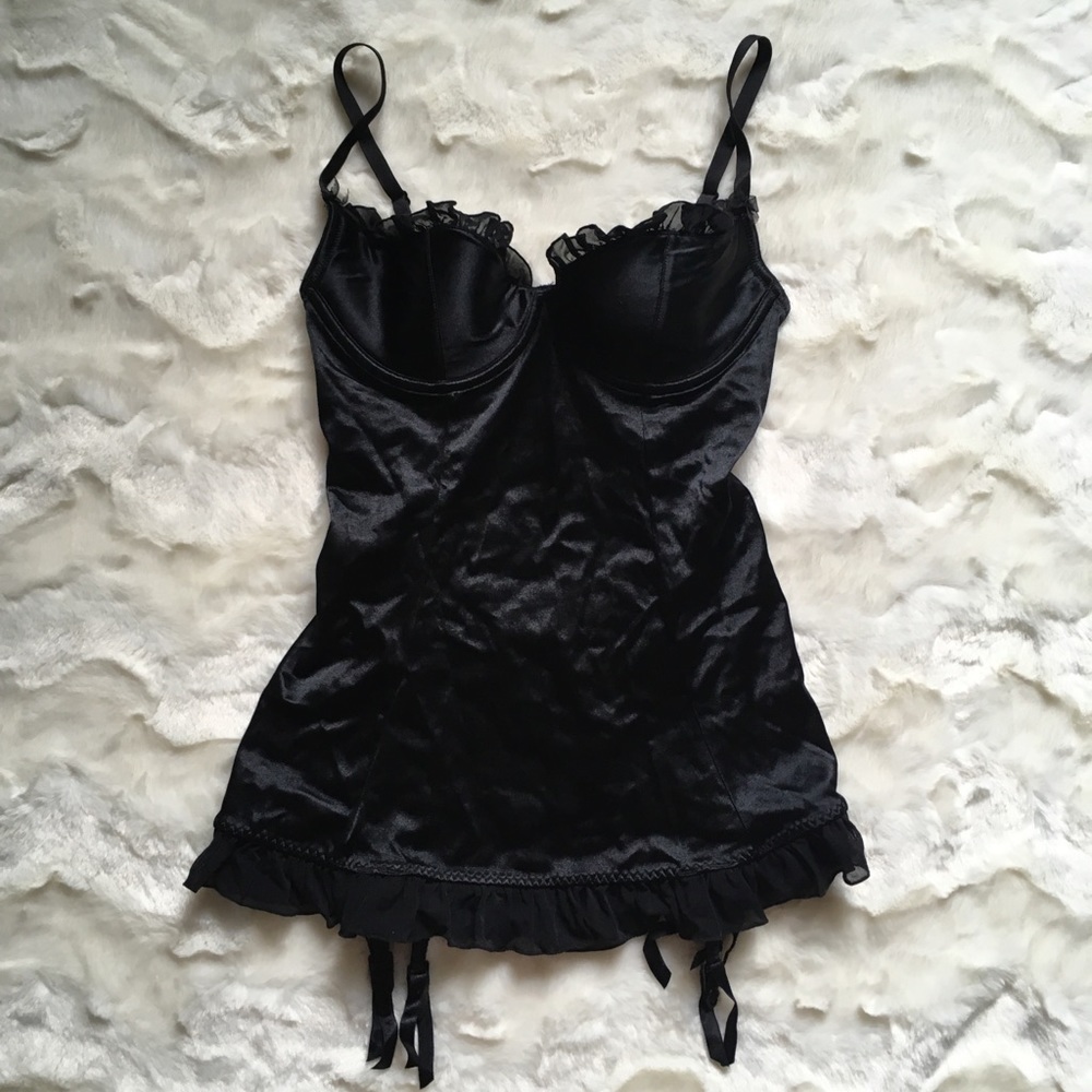 Victoria’s Secret Black Satin Teddy Lingerie 34C